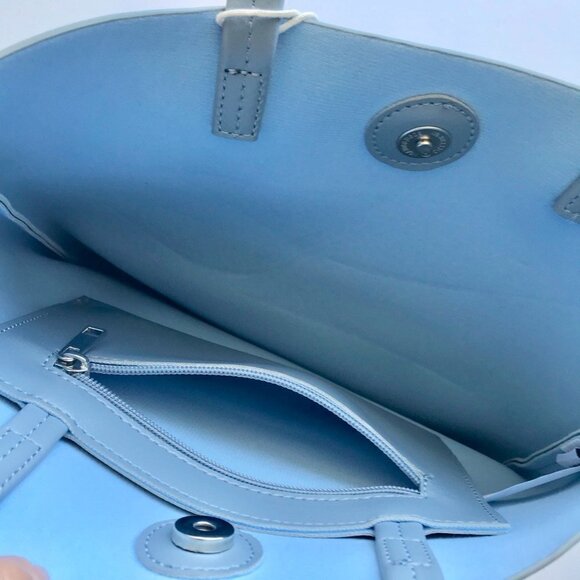 MINISO Shoulder Bag Blue Tote/Pink Portfolio Organizer Vegan Leather, Pen - Picture 6 of 16